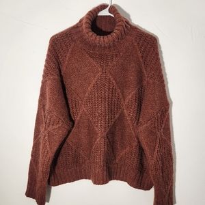FABLE Oversized chunky thick knit cowl neck sweater burnt orange size Medium